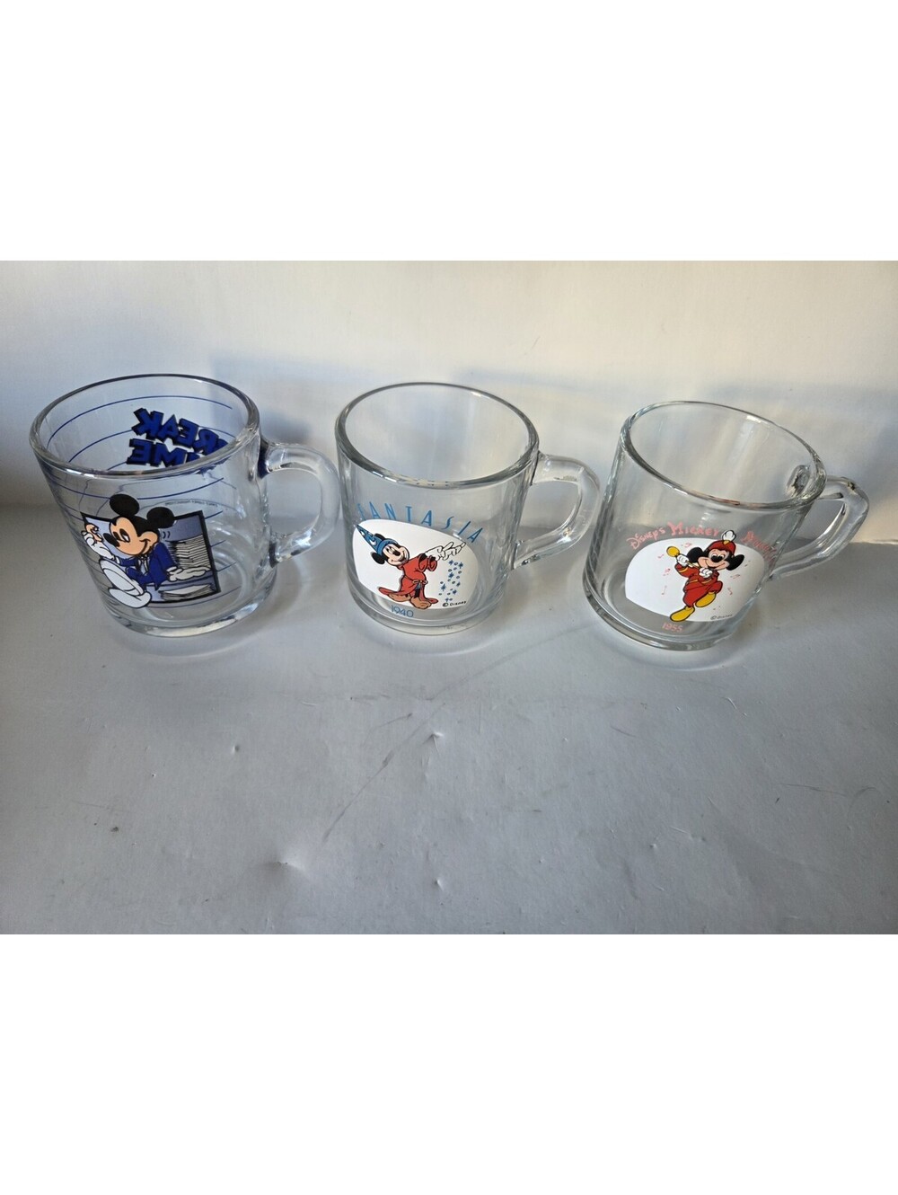 Vtg Disney Anchor Hocking 3Pc Glass Mug SC2